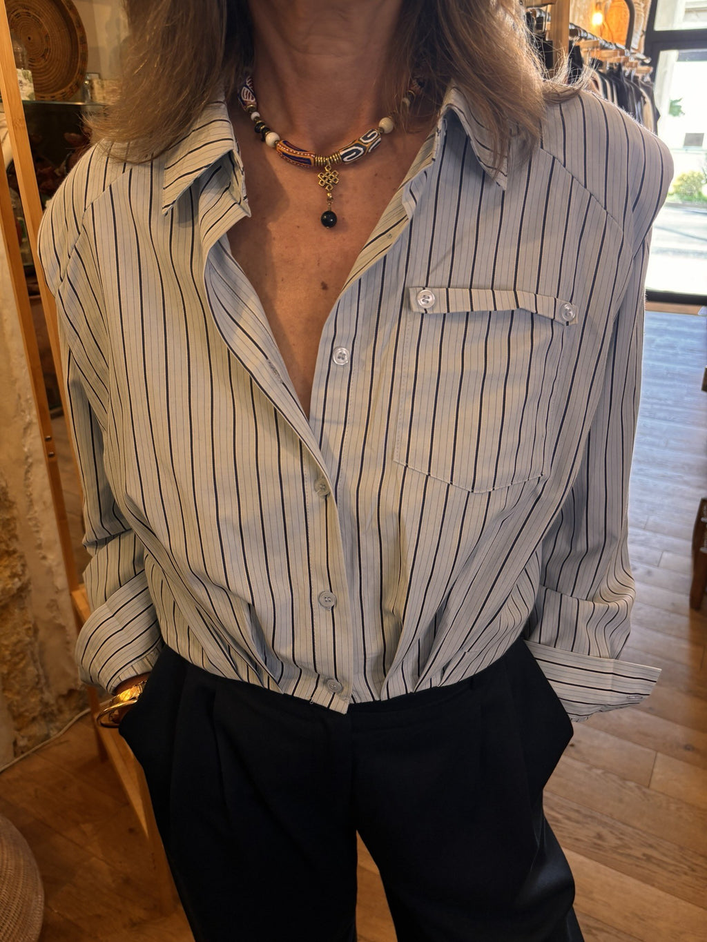 Chemise Vera rayée portée